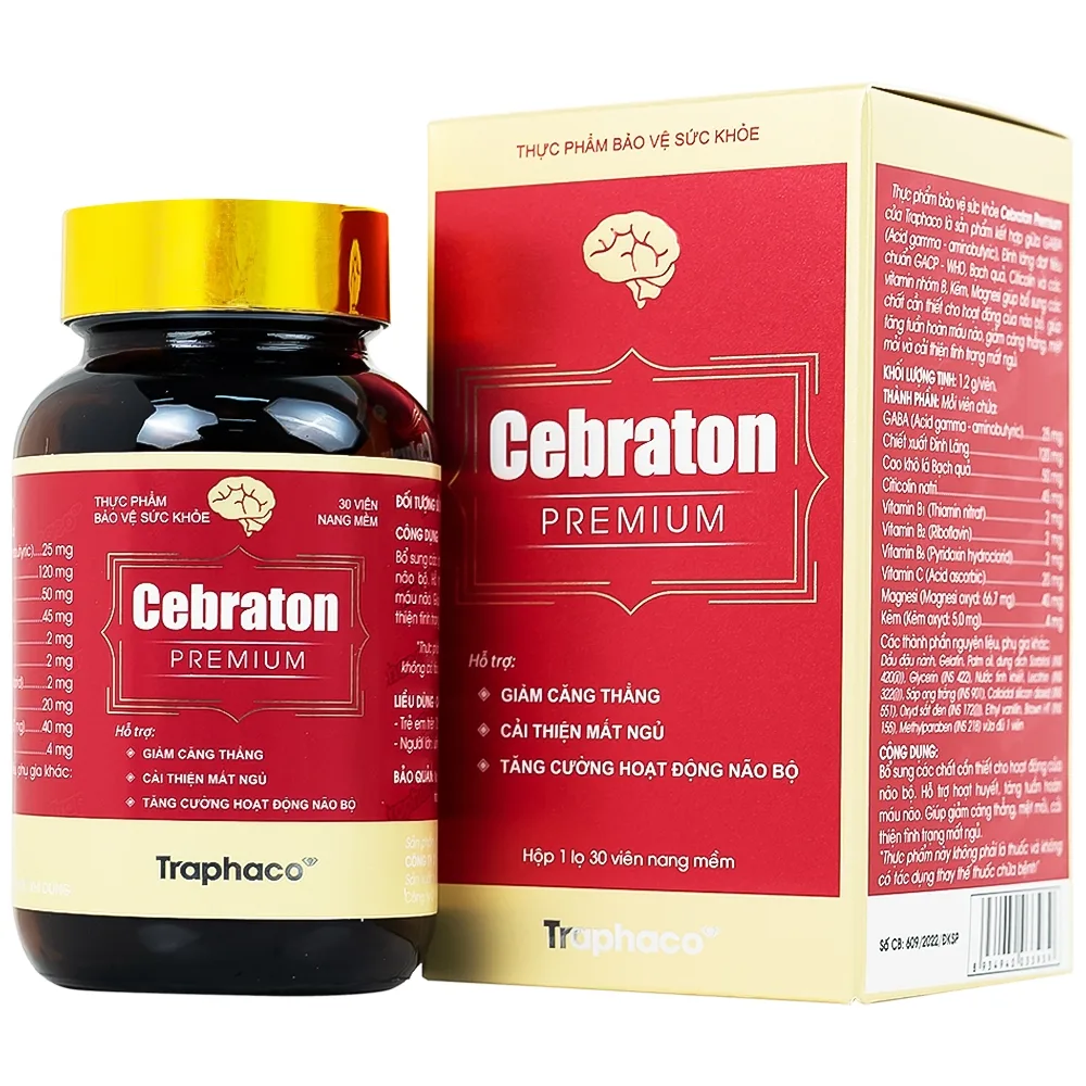 Hình ảnh Viên uống Cebraton Premium Traphaco bổ sung vitamin cho não bộ, tăng tuần hoàn máu não (30 viên)