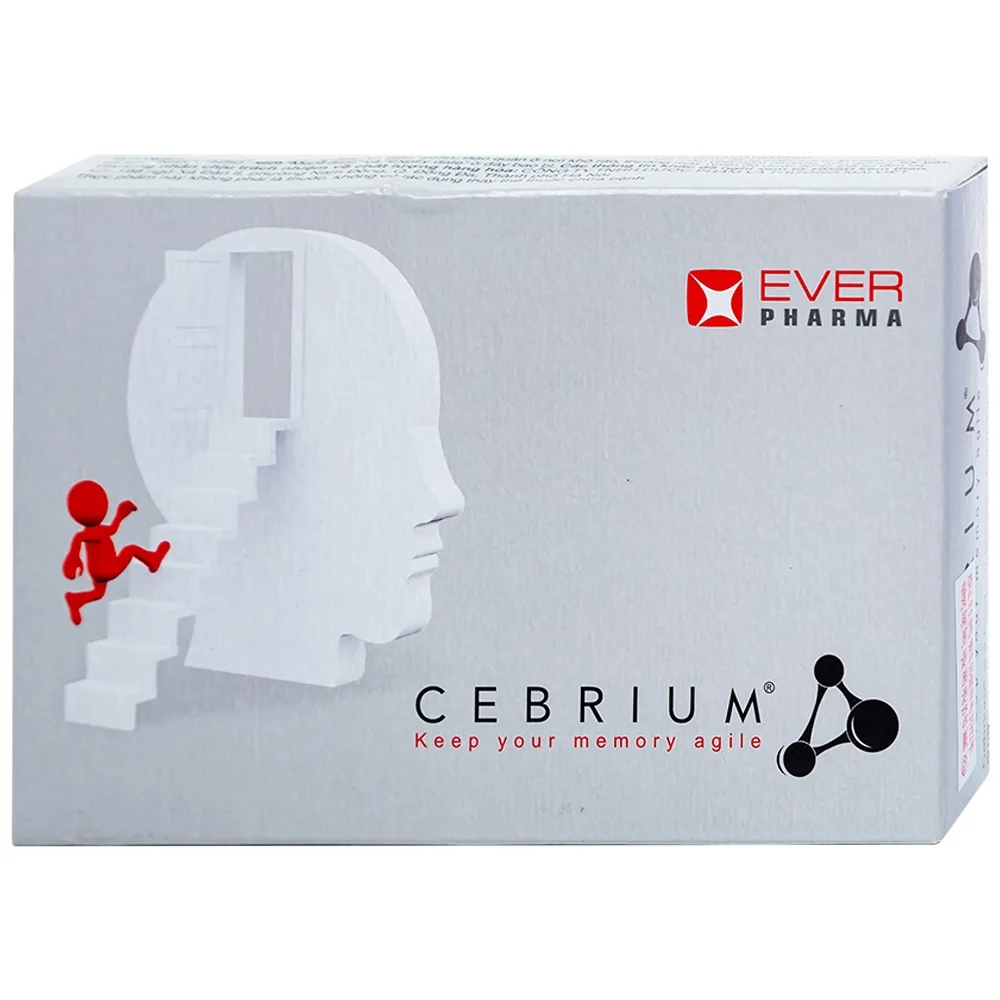 Hình ảnh Viên uống Cebrium Ever Pharma hỗ trợ tăng khả năng tập trung, cải thiện trí nhớ (3 vỉ x 10 viên)