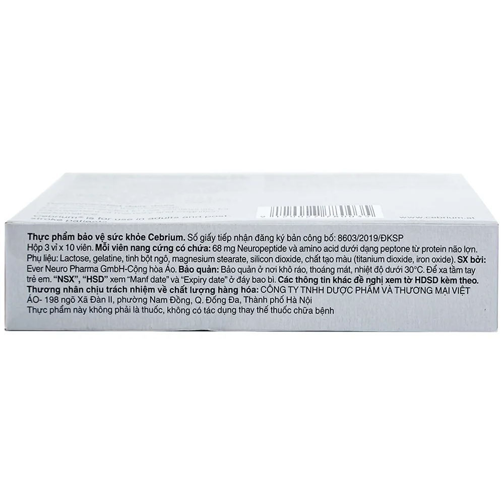 Hình ảnh Viên uống Cebrium Ever Pharma hỗ trợ tăng khả năng tập trung, cải thiện trí nhớ (3 vỉ x 10 viên)