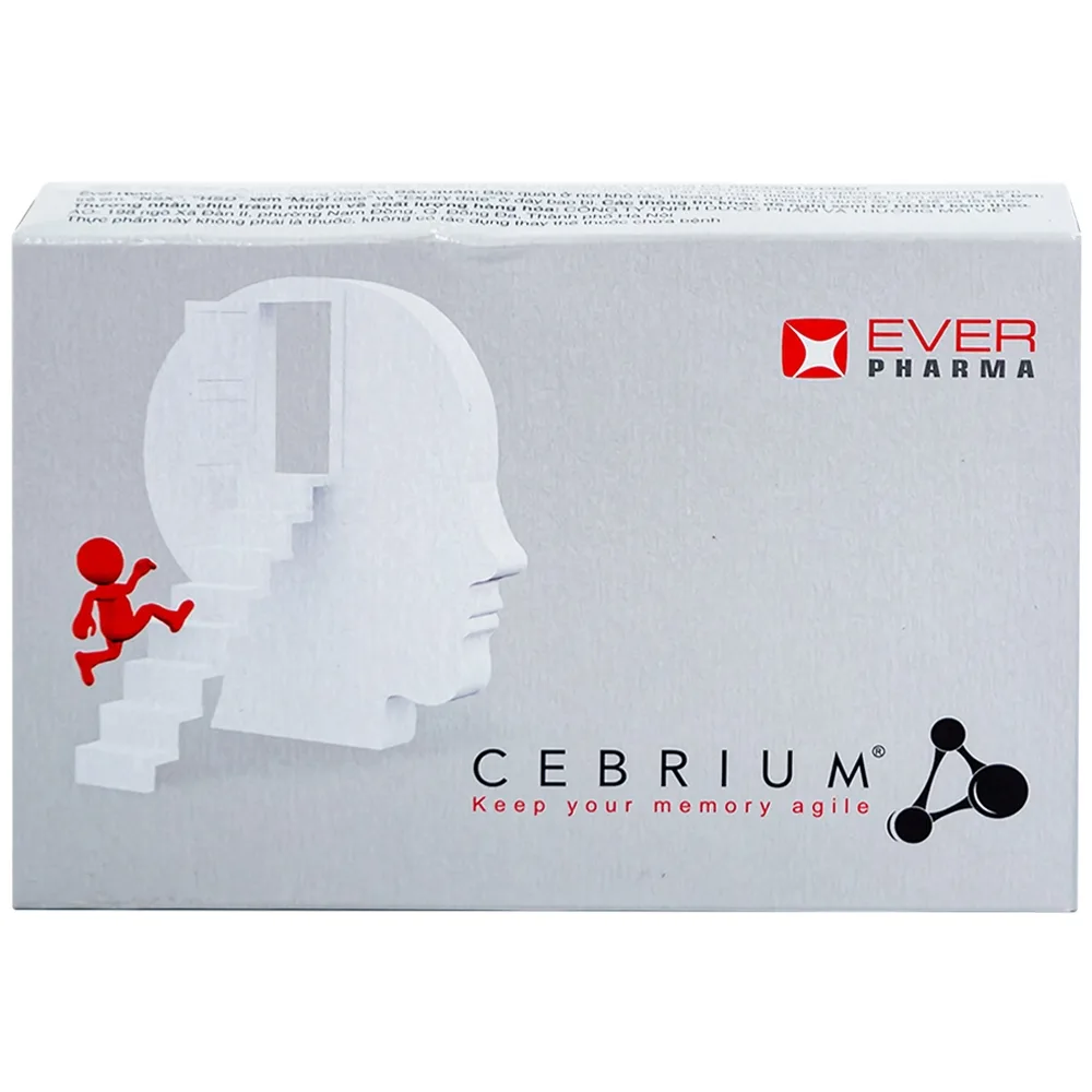 Hình ảnh Viên uống Cebrium Ever Pharma hỗ trợ tăng khả năng tập trung, cải thiện trí nhớ (3 vỉ x 10 viên)