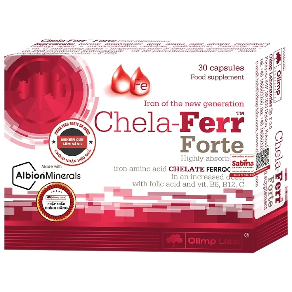 Hình ảnh Viên uống Chela-Ferr Forte Olimp Laps bổ sung sắt, hỗ trợ cải thiện thiếu máu (30 viên)