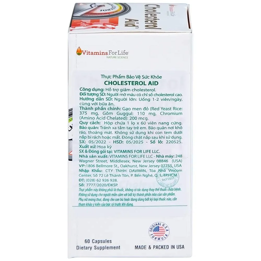 Hình ảnh Viên uống Cholesterol Aid Vitamins For Life hỗ trợ giảm cholesterol (60 viên)
