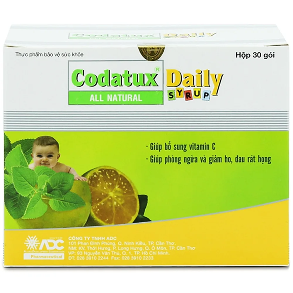 Hình ảnh Siro Codatux Daily ADC bổ sung vitamin C, ngừa và giảm ho, đau rát họng (30 gói)