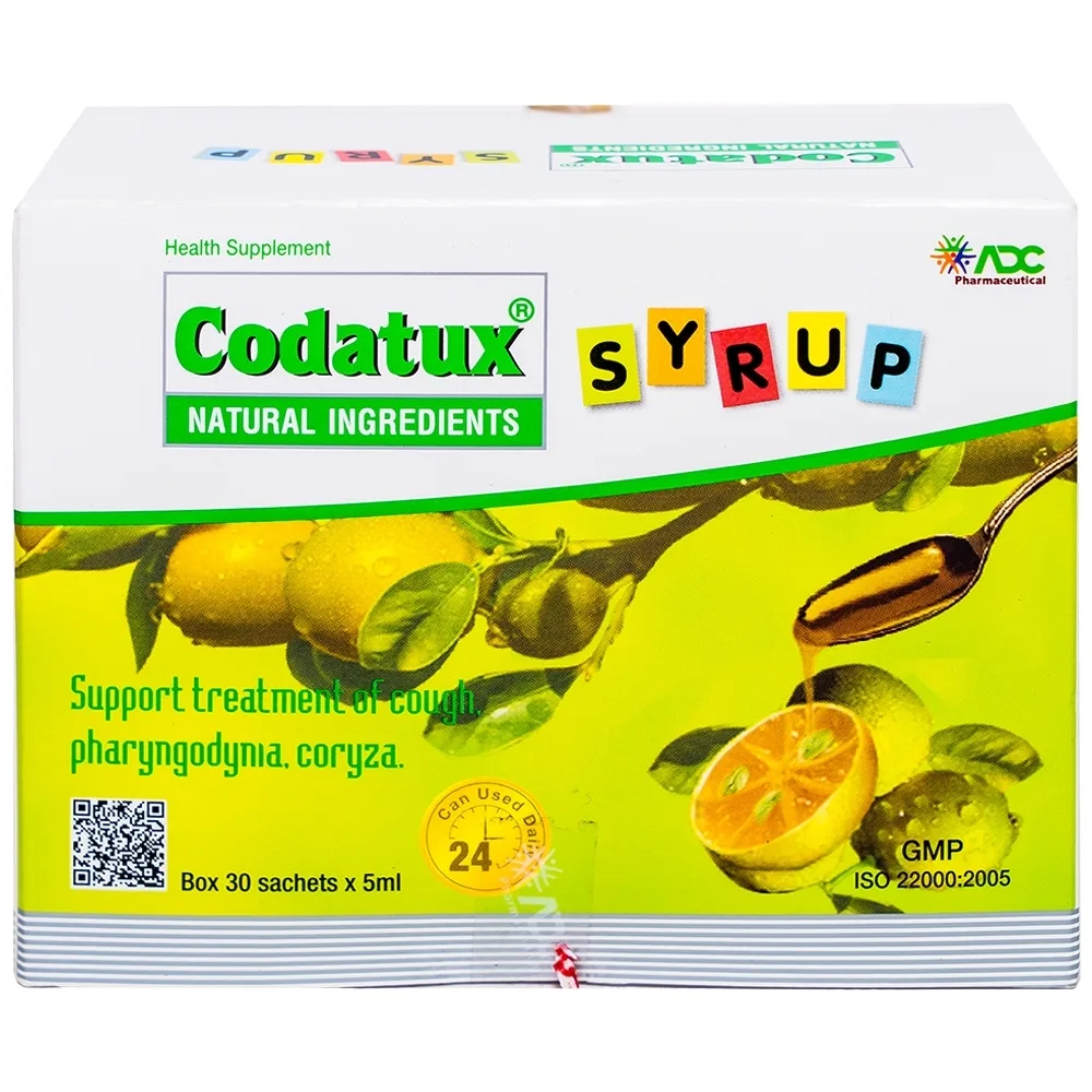 Hình ảnh Siro Codatux Syrup ADC hỗ trợ long đờm, giảm ho, đau họng (30 gói x 5ml)