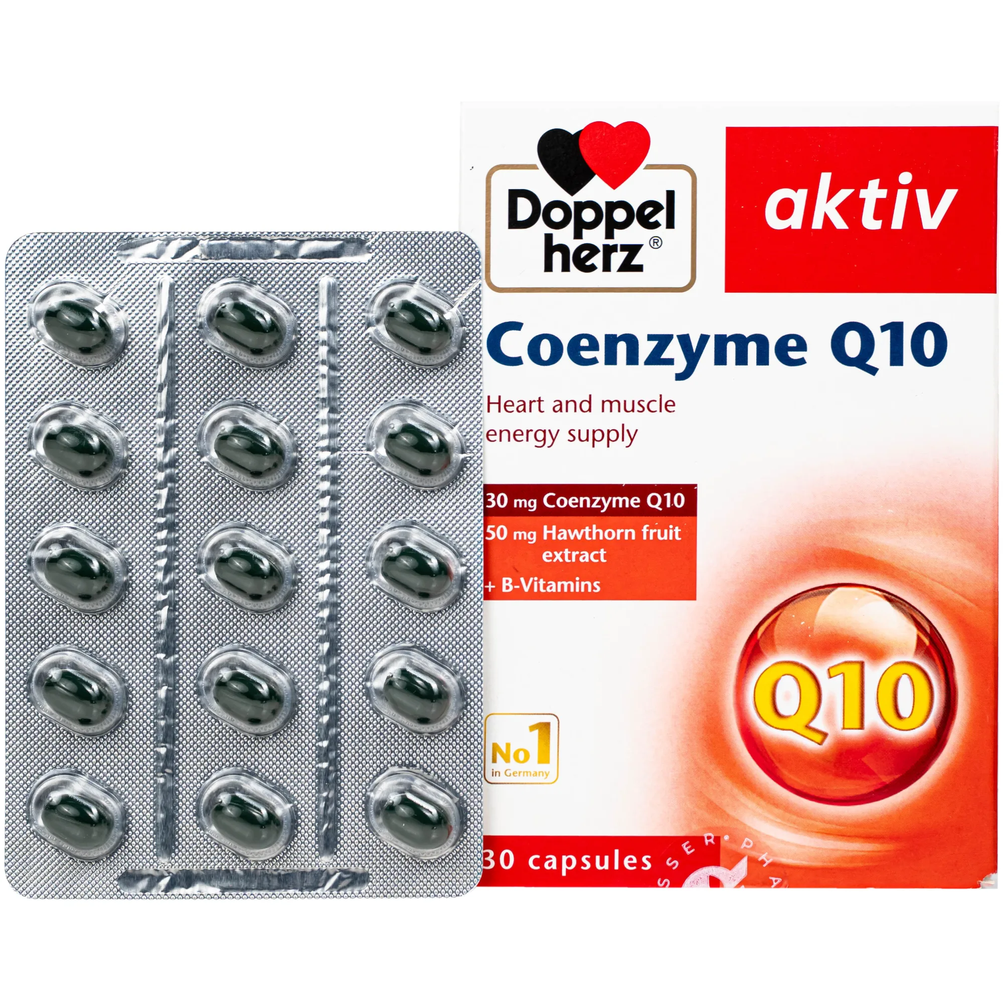 Hình ảnh Viên uống hỗ trợ sức khỏe tim mạch Coenzyme Q10 Doppelherz (2 vỉ x 15 viên)