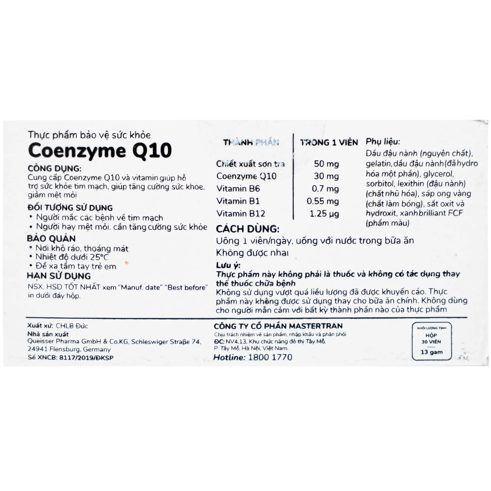 Hình ảnh Viên uống hỗ trợ sức khỏe tim mạch Coenzyme Q10 Doppelherz (2 vỉ x 15 viên)