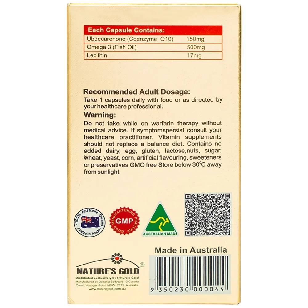 Hình ảnh Viên uống Co-Enzyme Q10 150mg Nature's Gold tăng cường năng lượng cho tim (60 viên)