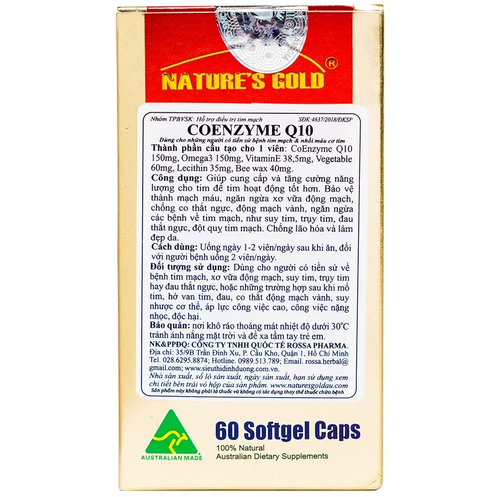 Hình ảnh Viên uống Co-Enzyme Q10 150mg Nature's Gold tăng cường năng lượng cho tim (60 viên)
