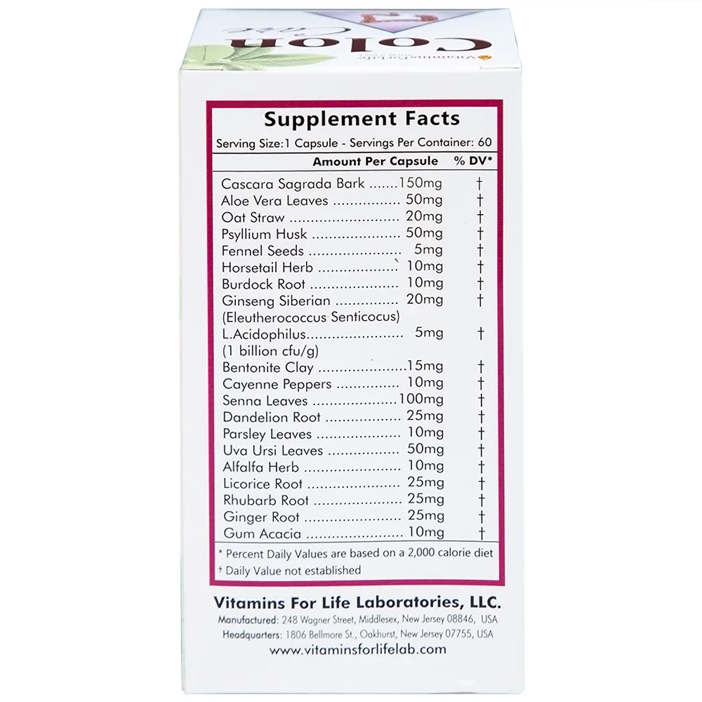 Hình ảnh Viên uống Colon Care Vitamins For Life giúp nhuận tràng, giảm táo bón (60 viên)
