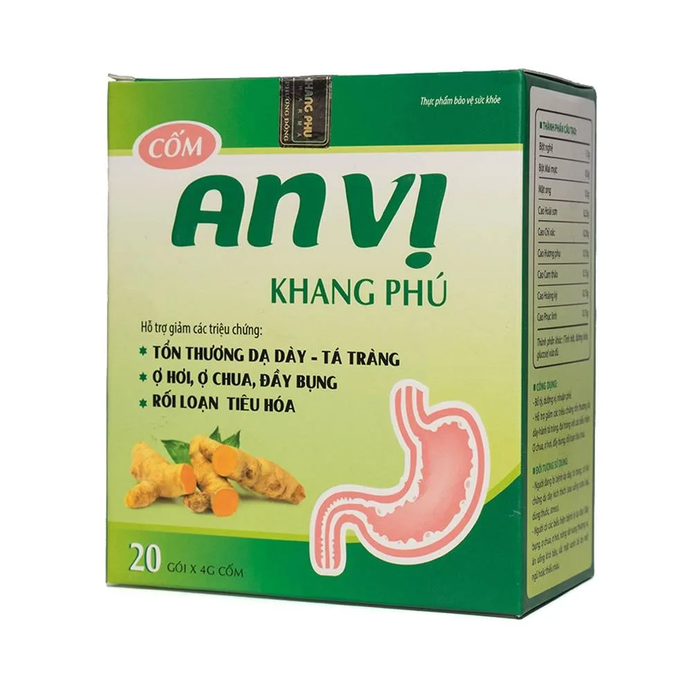 Hình ảnh Cốm An Vị Khang Phú hỗ trợ giảm tổn thương dạ dày - tá tràng, ợ hơi, ợ chua (20 gói)