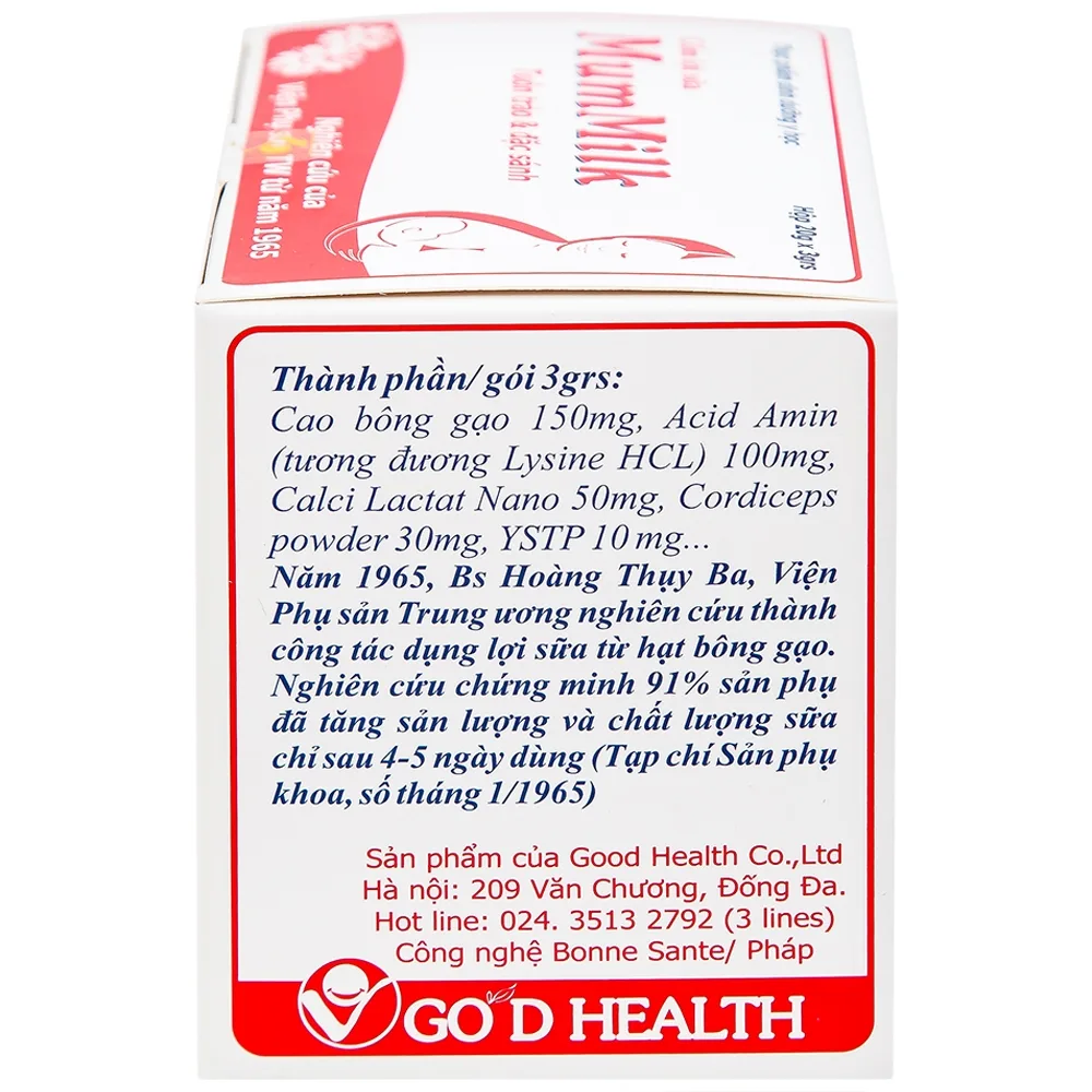 Hình ảnh Cốm lợi sữa Mum Milk GOD HEALTH tăng tiết sữa, tăng chất lượng sữa (20 gói x 3g)