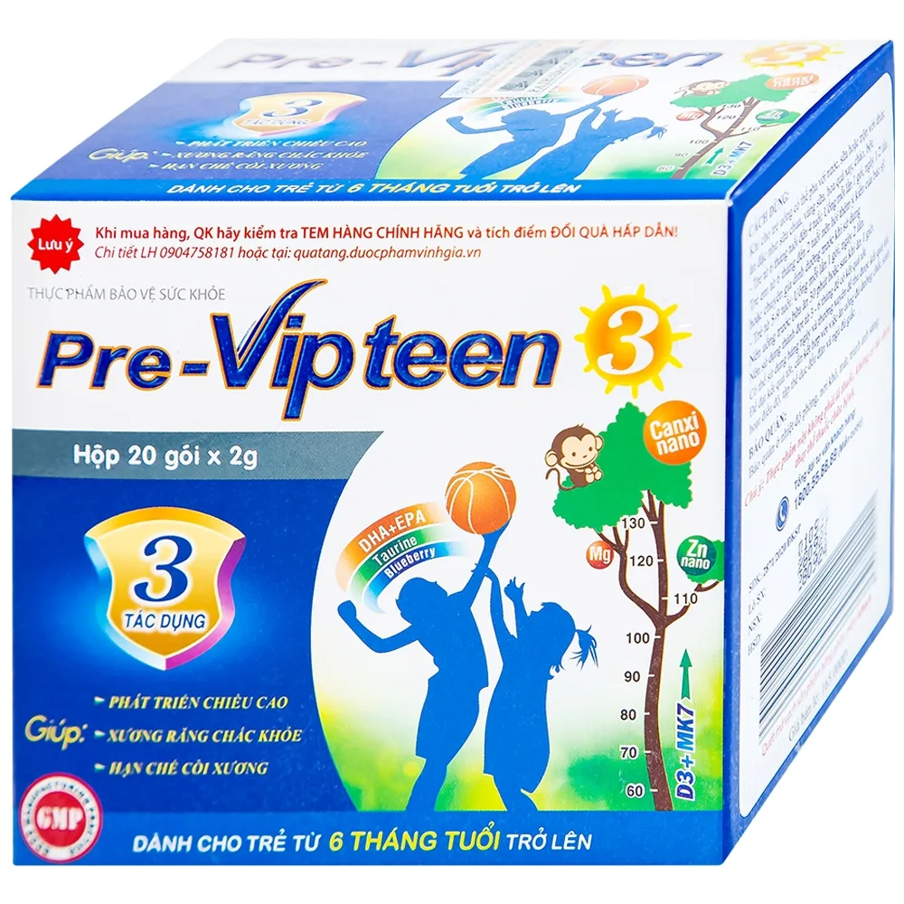 Hình ảnh Cốm Pre-Vipteen 3 Vinh Gia giúp tăng chiều cao, tăng sức đề kháng (20 gói x 2g)