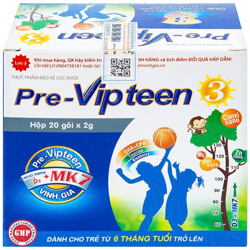 Hình ảnh Cốm Pre-Vipteen 3 Vinh Gia giúp tăng chiều cao, tăng sức đề kháng (20 gói x 2g)
