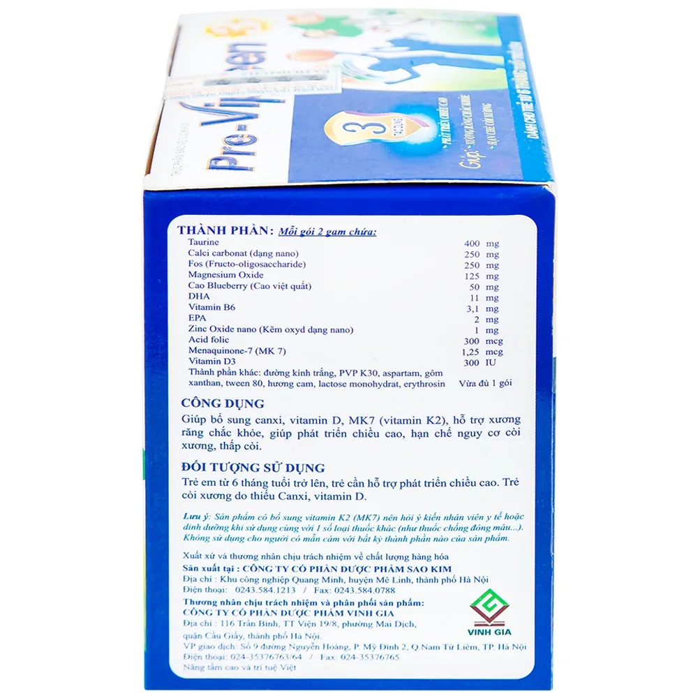 Hình ảnh Cốm Pre-Vipteen 3 Vinh Gia giúp tăng chiều cao, tăng sức đề kháng (20 gói x 2g)