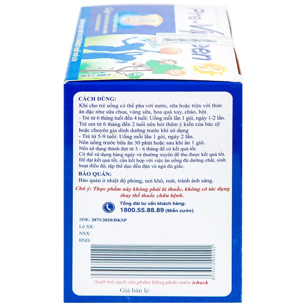 Hình ảnh Cốm Pre-Vipteen 3 Vinh Gia giúp tăng chiều cao, tăng sức đề kháng (20 gói x 2g)