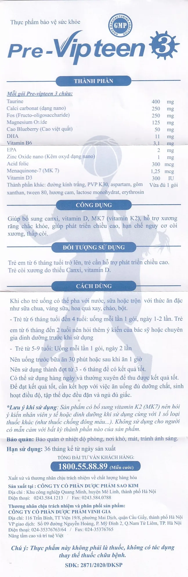 Hình ảnh Cốm Pre-Vipteen 3 Vinh Gia giúp tăng chiều cao, tăng sức đề kháng (20 gói x 2g)
