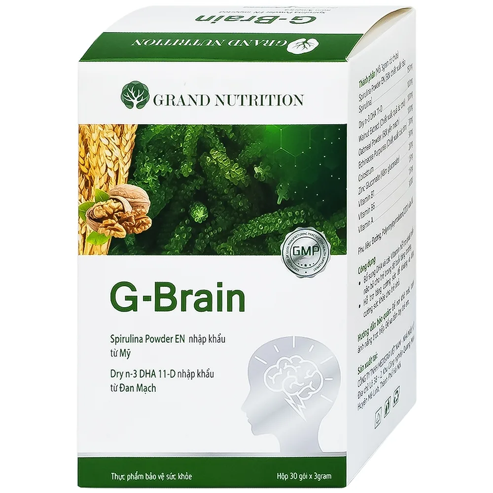 Hình ảnh Cốm Trí Não G-Brain 3g Grand Nutrition bổ sung DHA và các vitamin hỗ trợ phát triển não bộ cho trẻ (30 gói)