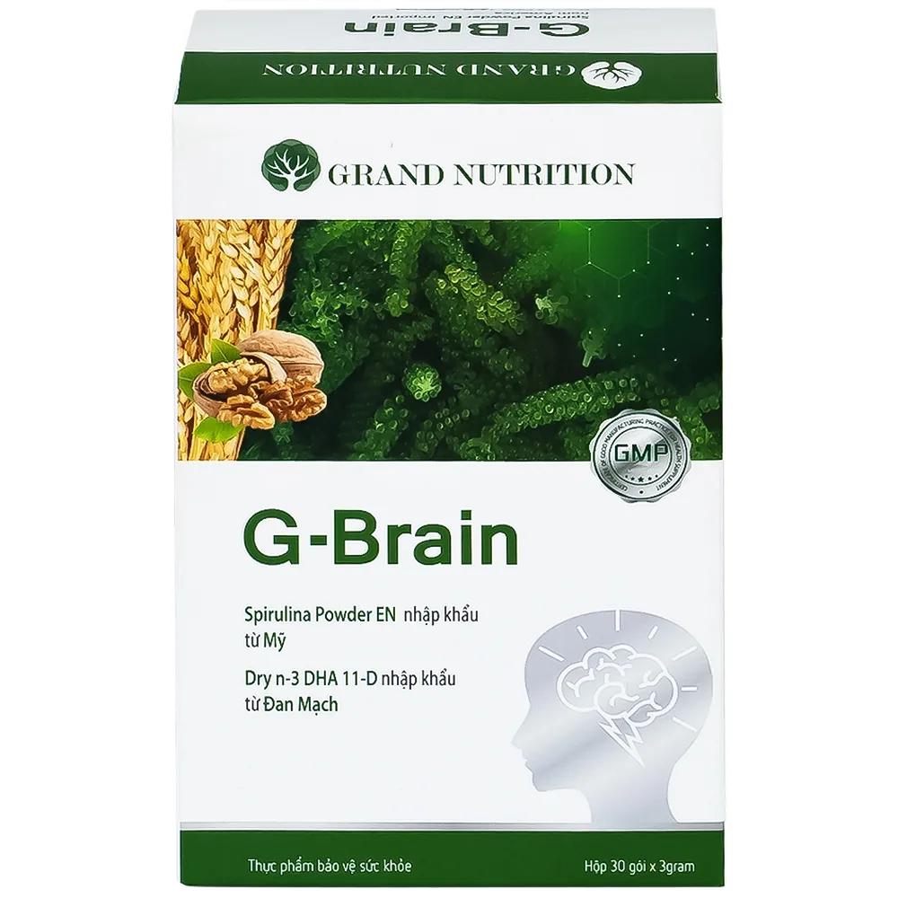 Hình ảnh Cốm Trí Não G-Brain 3g Grand Nutrition bổ sung DHA và các vitamin hỗ trợ phát triển não bộ cho trẻ (30 gói)