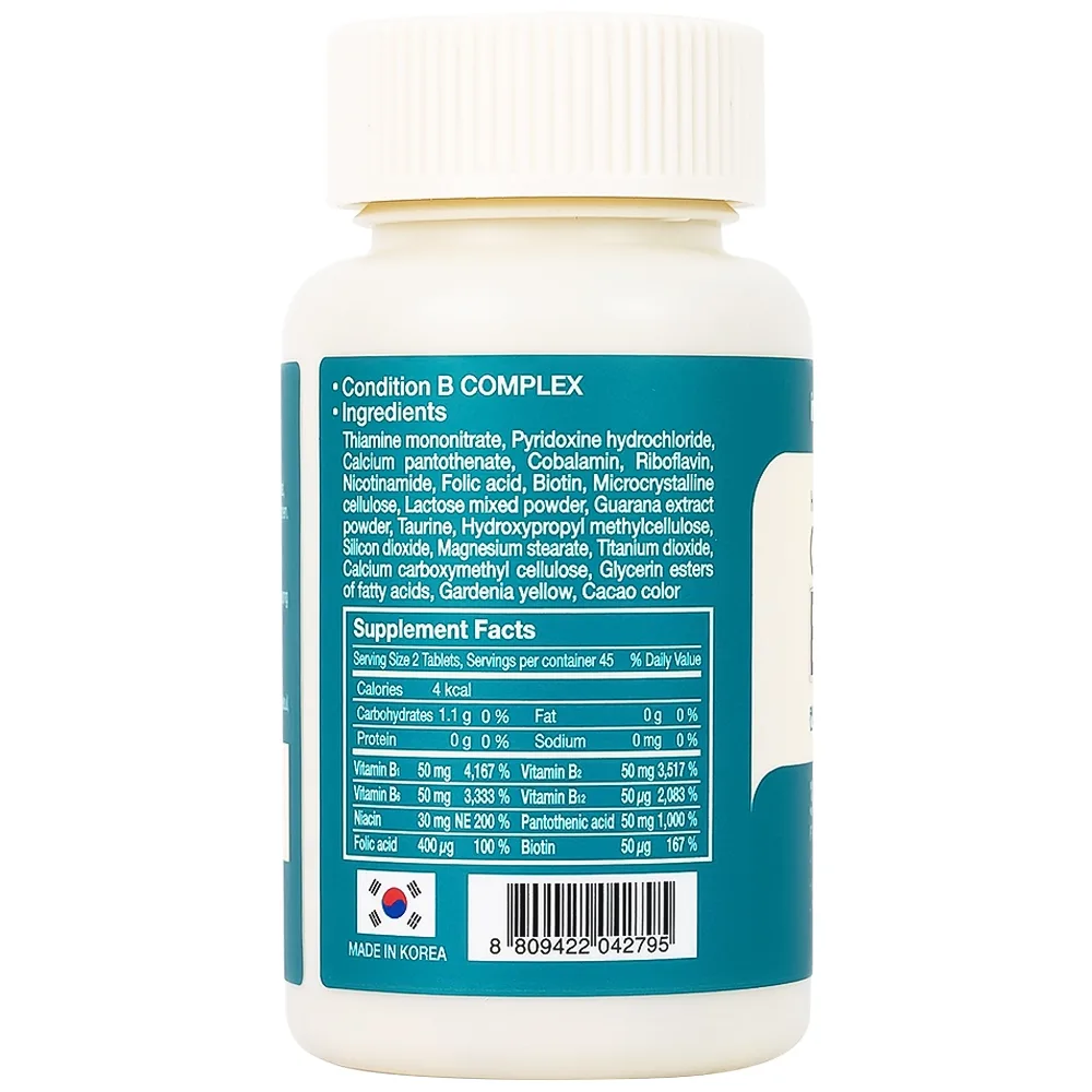 Hình ảnh Thực phẩm bảo vệ sức khỏe Condition BComplex Kolmar hỗ trợ cung cấp năng lượng, giúp cơ thể hồi phục khi mệt mỏi (90 viên)