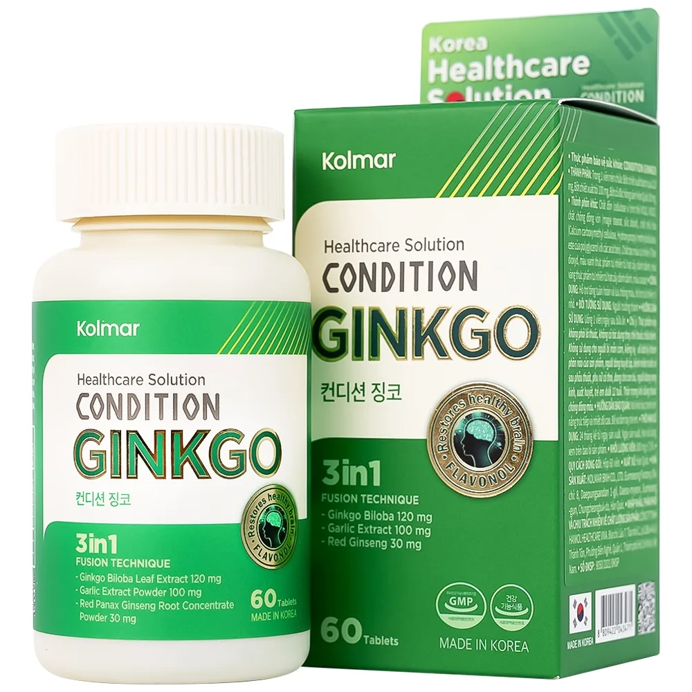 Hình ảnh Thực phẩm bảo vệ sức khỏe Condition Ginkgo Kolmar hỗ trợ tăng bổ não cải thiện trí nhớ (60 viên)