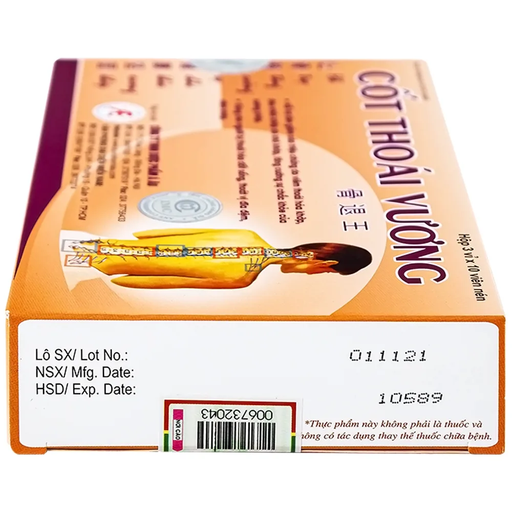 Hình ảnh Viên uống Cốt Thoái Vương Á Âu hỗ trợ giảm triệu chứng viêm thoái hóa khớp (3 vỉ x 10 viên)
