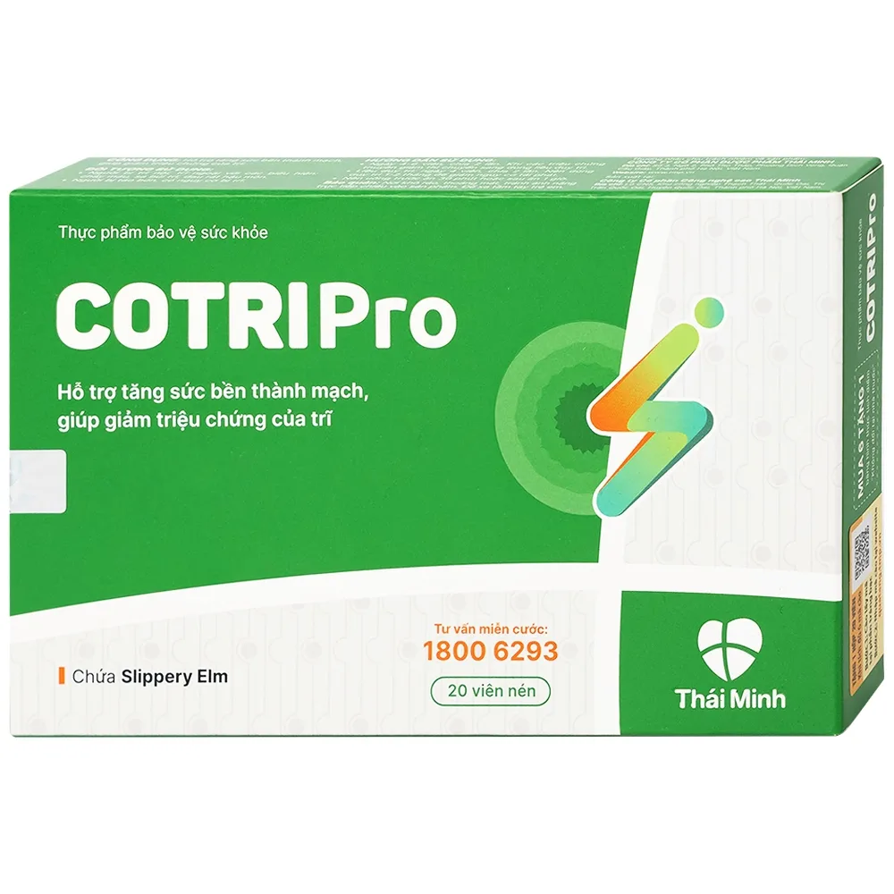 Hình ảnh Viên uống Cotripro Thái Minh hỗ trợ tăng sức bền thành mạch, giảm triệu chứng của trĩ (2 vỉ x 10 viên)
