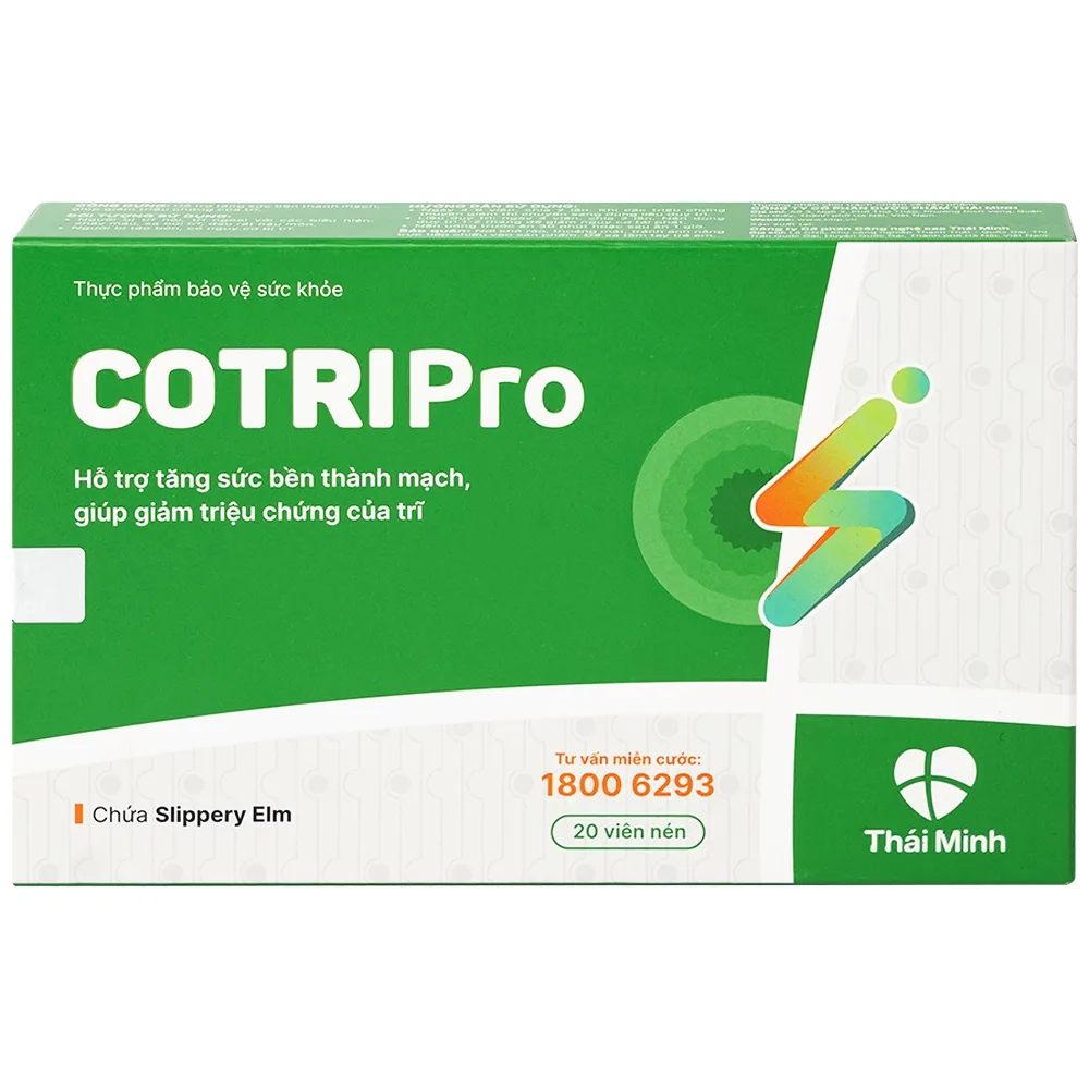 Hình ảnh Viên uống Cotripro Thái Minh hỗ trợ tăng sức bền thành mạch, giảm triệu chứng của trĩ (2 vỉ x 10 viên)