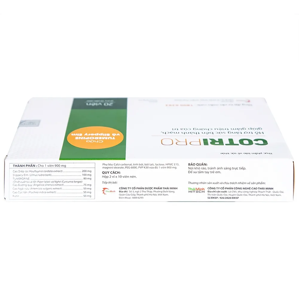 Hình ảnh Viên uống Cotripro Thái Minh hỗ trợ tăng sức bền thành mạch, giảm triệu chứng của trĩ (2 vỉ x 10 viên)