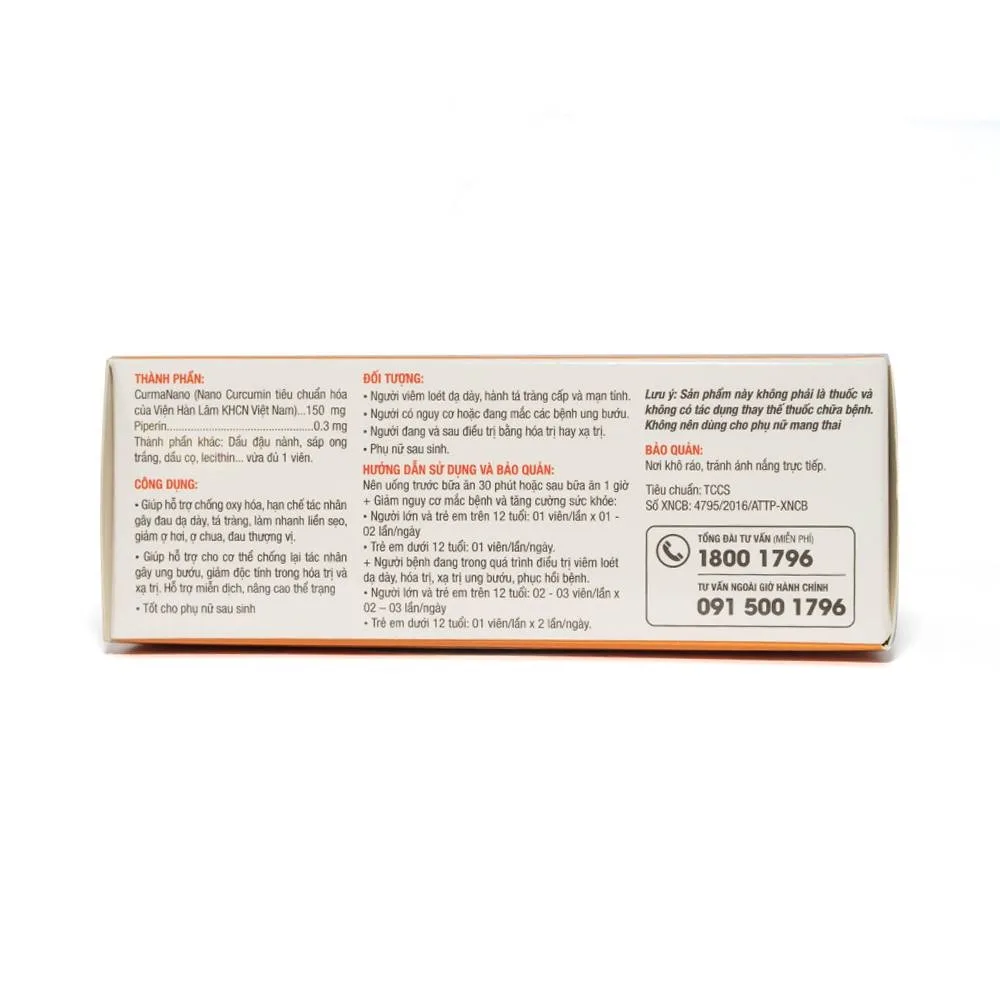 Hình ảnh Viên uống CumarGold Nano Curcumin CVI Pharma giảm tác nhân gây ung bướu, viêm loét dạ dày (3 vỉ x 10 viên)