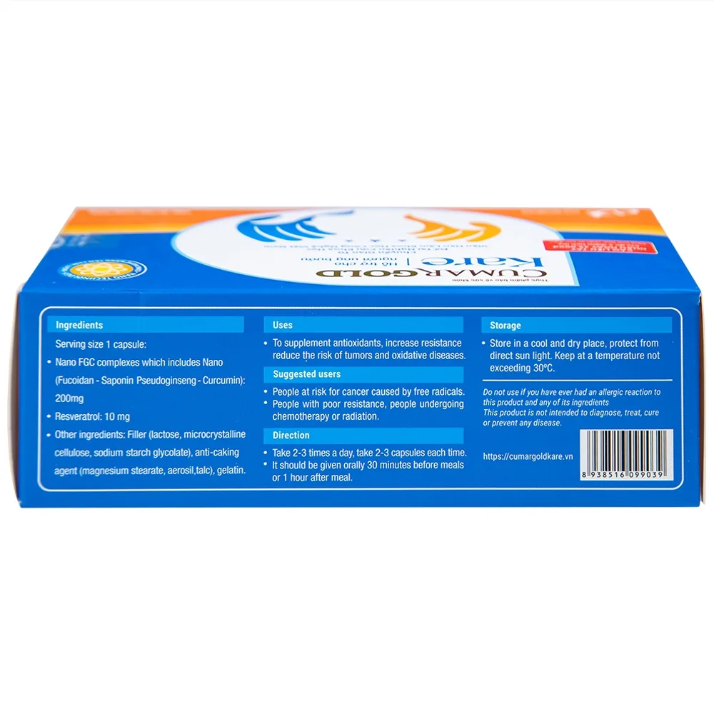 Hình ảnh Viên uống CumarGold Kare CVI Pharma hỗ trợ giảm nguy cơ mắc ung bướu (3 vỉ x 10 viên)
