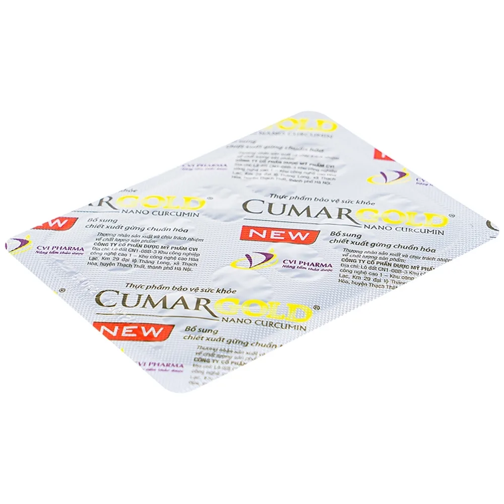 Hình ảnh Viên uống CumarGold Nano Curcumin New CVI Pharma hỗ trợ bảo vệ niêm mạc dạ dày (4 vỉ x 10 viên)