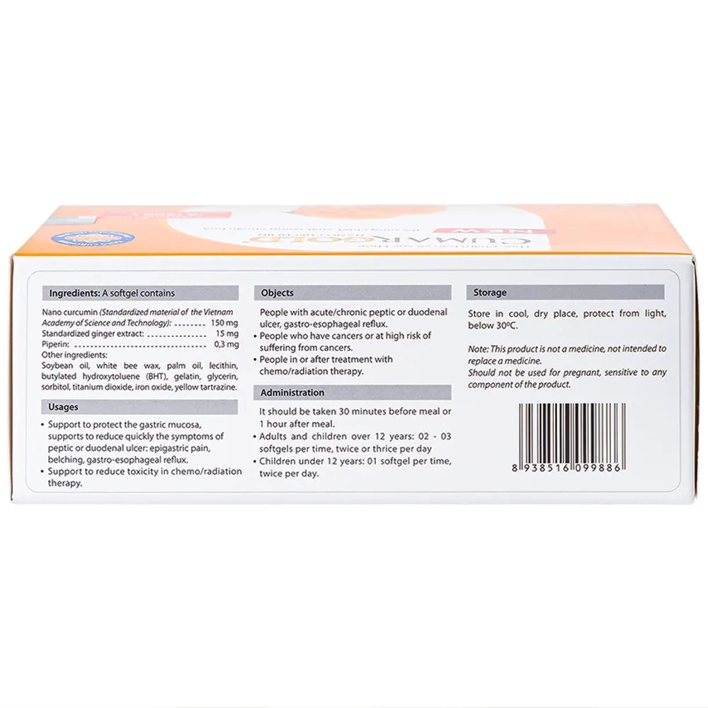 Hình ảnh Viên uống CumarGold Nano Curcumin New CVI Pharma hỗ trợ bảo vệ niêm mạc dạ dày (4 vỉ x 10 viên)