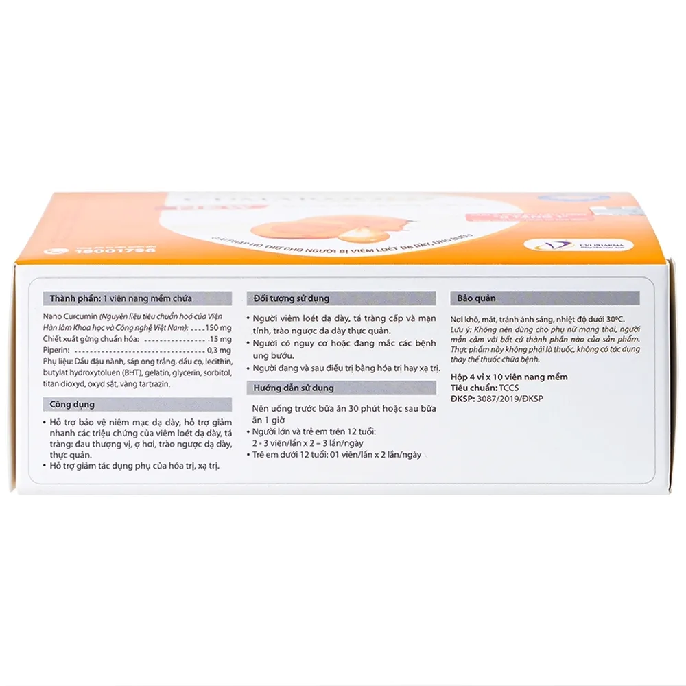 Hình ảnh Viên uống CumarGold Nano Curcumin New CVI Pharma hỗ trợ bảo vệ niêm mạc dạ dày (4 vỉ x 10 viên)