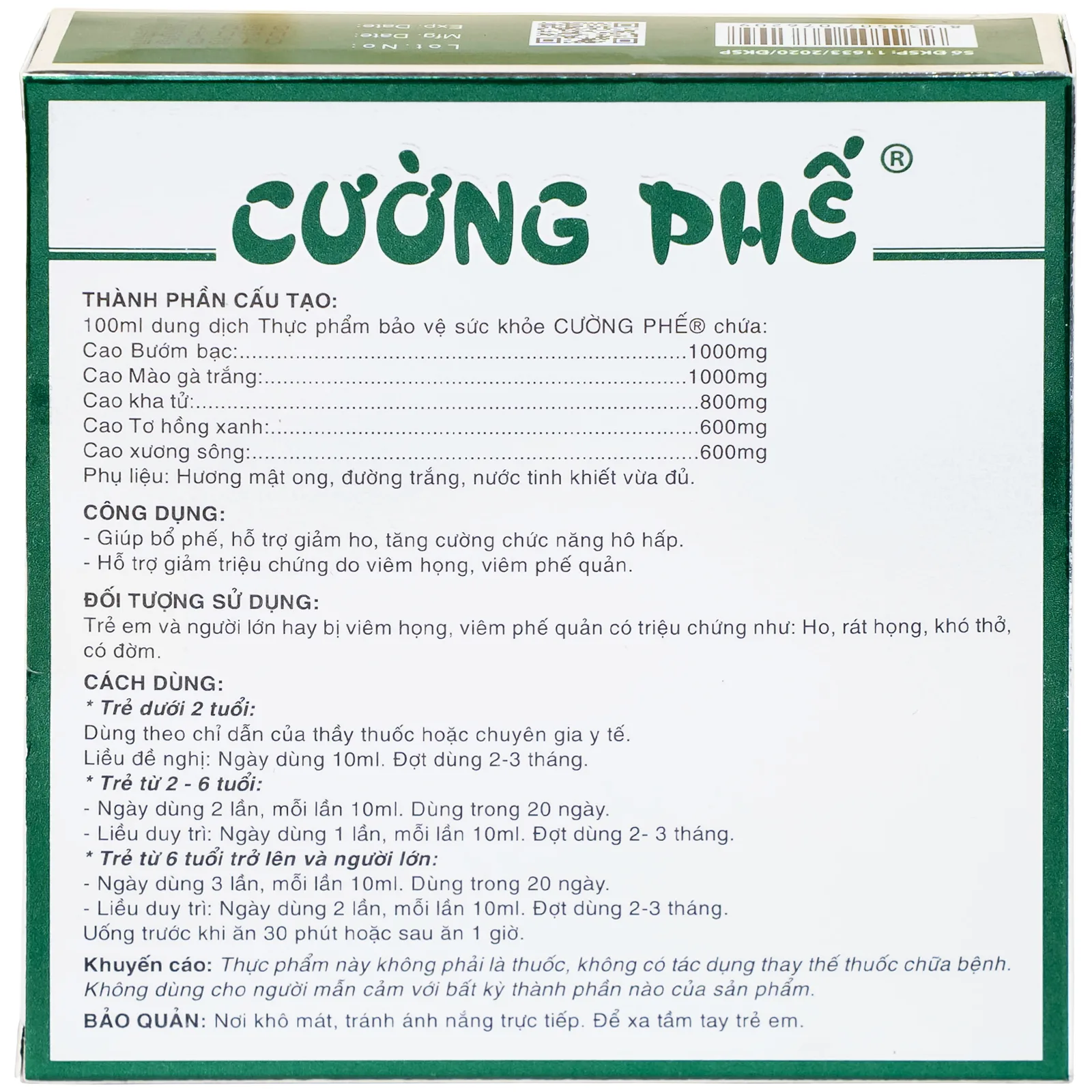 Hình ảnh Siro Cường Phế Lotus tăng cường chức năng hô hấp (10 ống x 10ml)