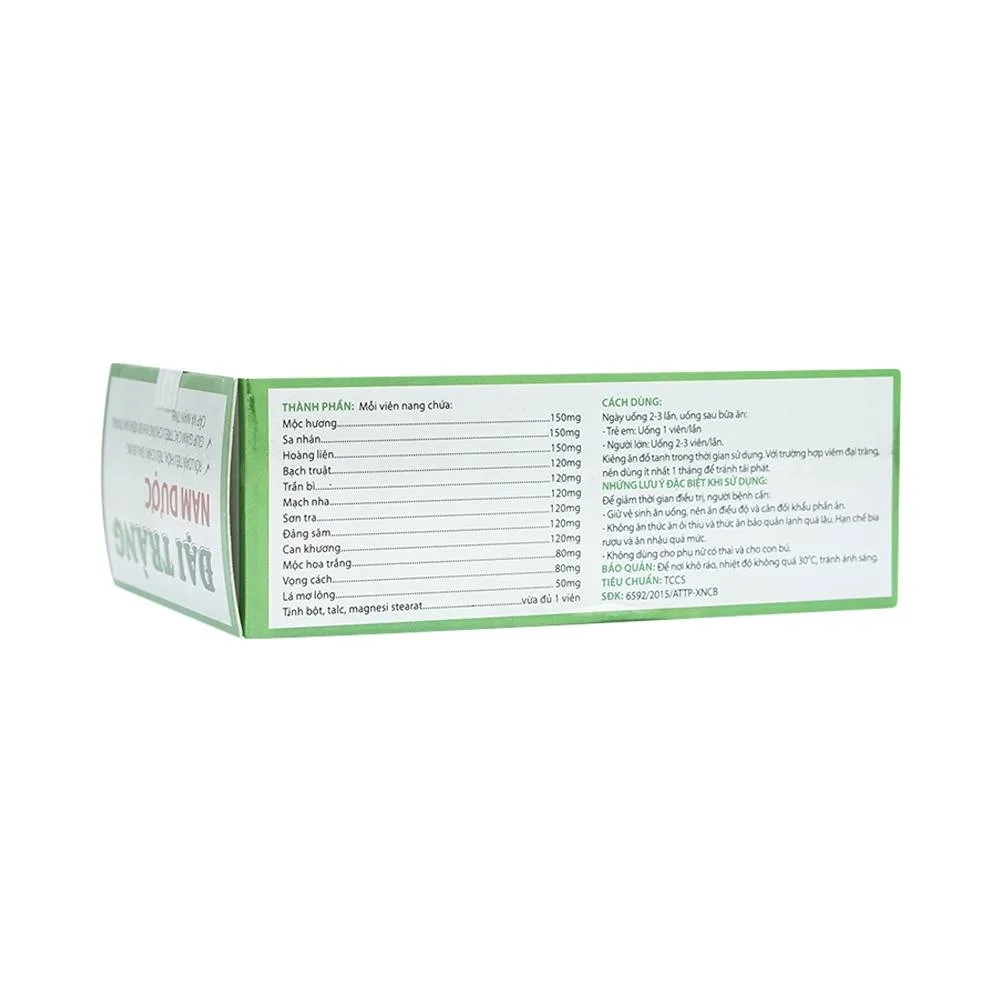 Hình ảnh Viên uống Đại Tràng Nam Dược hỗ trợ điều trị rối loạn tiêu hóa, tiêu chảy, đau bụng (3 vỉ x 10 viên)