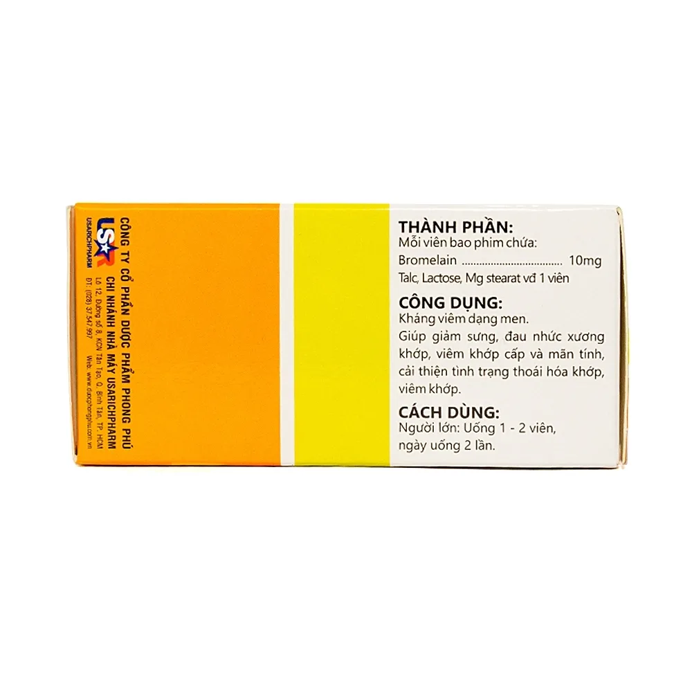 Hình ảnh Viên uống Danzym 10mg giảm sưng, đau nhức xương khớp (10 vỉ x 10 viên)