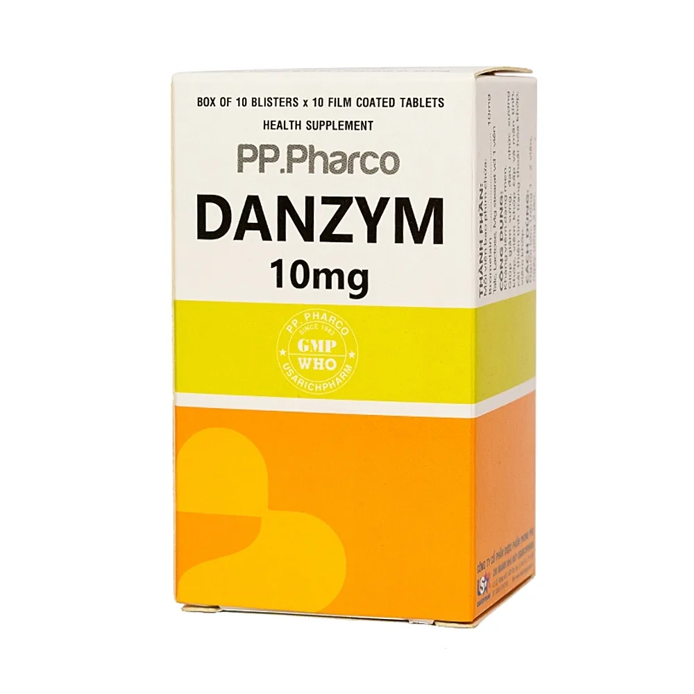 Hình ảnh Viên uống Danzym 10mg giảm sưng, đau nhức xương khớp (10 vỉ x 10 viên)