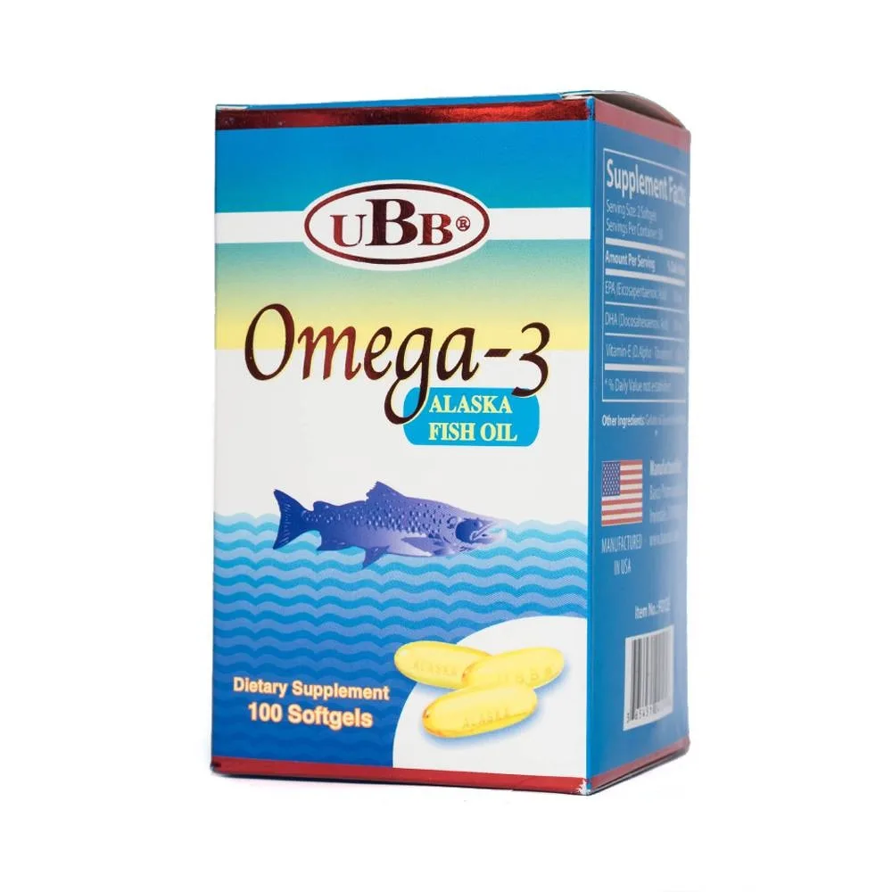 Hình ảnh Viên uống Omega-3 Alaska Fish Oil UBB giúp hạ mỡ trong máu, bổ não (100 viên) 