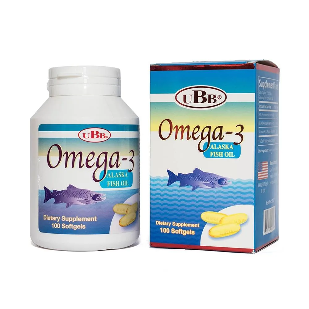 Hình ảnh Viên uống Omega-3 Alaska Fish Oil UBB giúp hạ mỡ trong máu, bổ não (100 viên) 