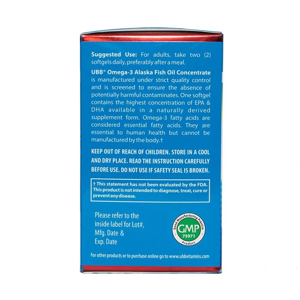 Hình ảnh Viên uống Omega-3 Alaska Fish Oil UBB giúp hạ mỡ trong máu, bổ não (100 viên) 