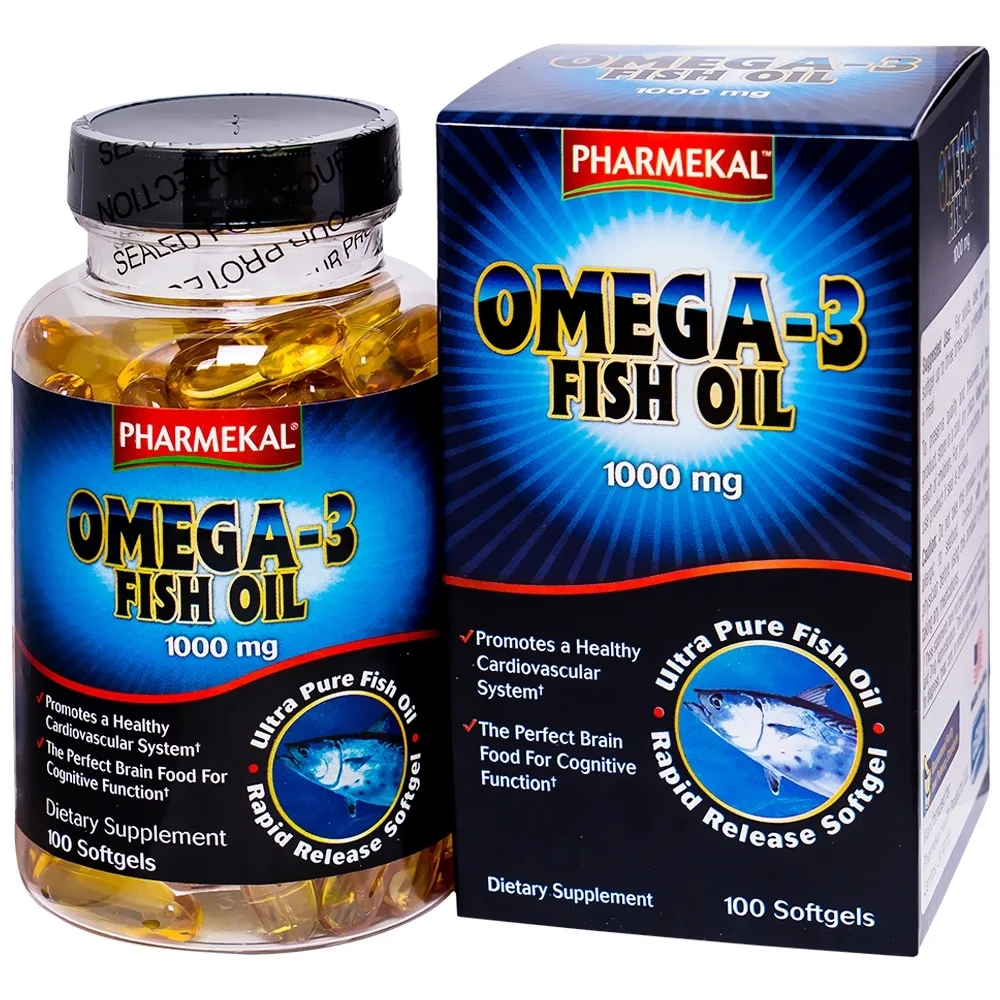 Hình ảnh Viên uống Omega-3 Fish Oil 1000mg Pharmekal tăng cường sức khỏe cho hệ tim mạch, giúp bổ mắt (100 viên)