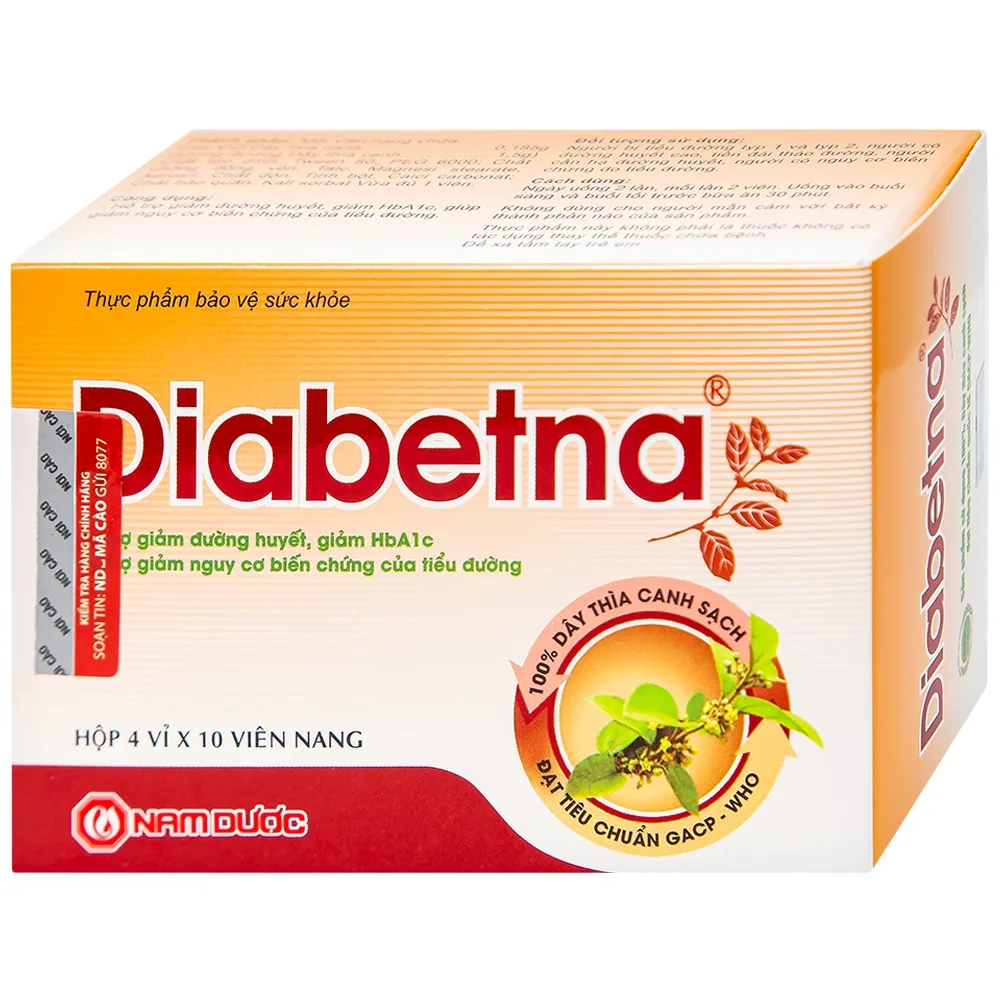 Hình ảnh Viên uống Diabetna Nam Dược hỗ trợ giảm đường huyết, giảm HbA1c (4 vỉ x 10 viên)