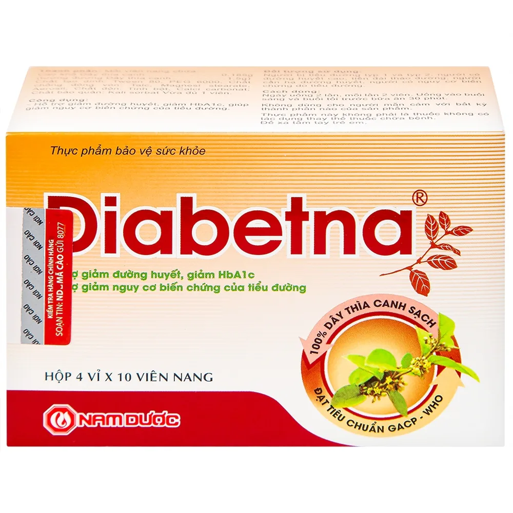 Hình ảnh Viên uống Diabetna Nam Dược hỗ trợ giảm đường huyết, giảm HbA1c (4 vỉ x 10 viên)