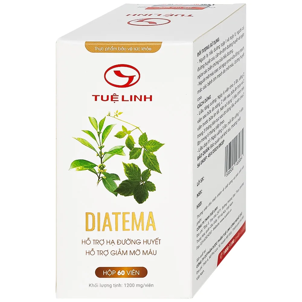 Hình ảnh Viên uống Diatema Tuệ Linh hỗ trợ hạ đường huyết, giảm mỡ máu (60 viên)