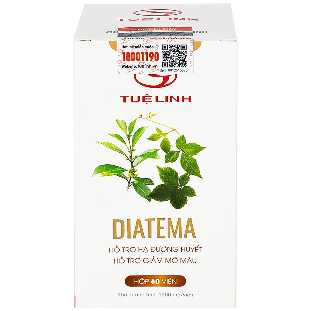 Hình ảnh Viên uống Diatema Tuệ Linh hỗ trợ hạ đường huyết, giảm mỡ máu (60 viên)