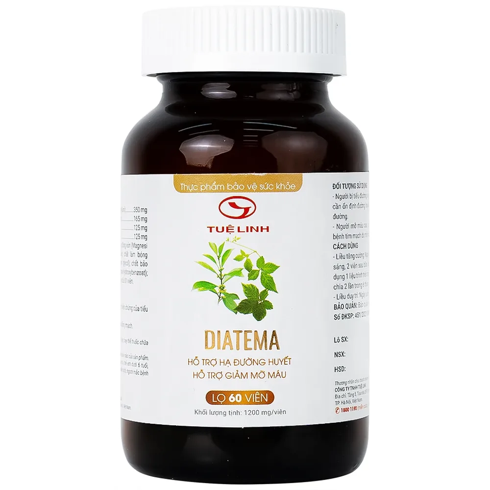 Hình ảnh Viên uống Diatema Tuệ Linh hỗ trợ hạ đường huyết, giảm mỡ máu (60 viên)