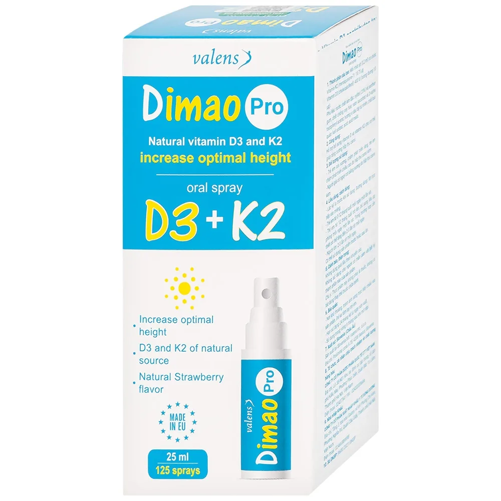 Hình ảnh Xịt họng Dimao Pro Oral Spray D3 + K2 hỗ trợ bổ sung vitamin D và vitamin K2 cho cơ thể (25ml)