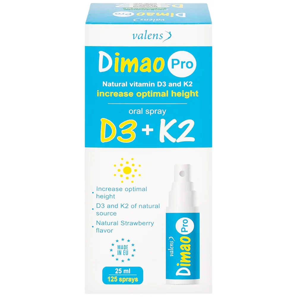 Hình ảnh Xịt họng Dimao Pro Oral Spray D3 + K2 hỗ trợ bổ sung vitamin D và vitamin K2 cho cơ thể (25ml)