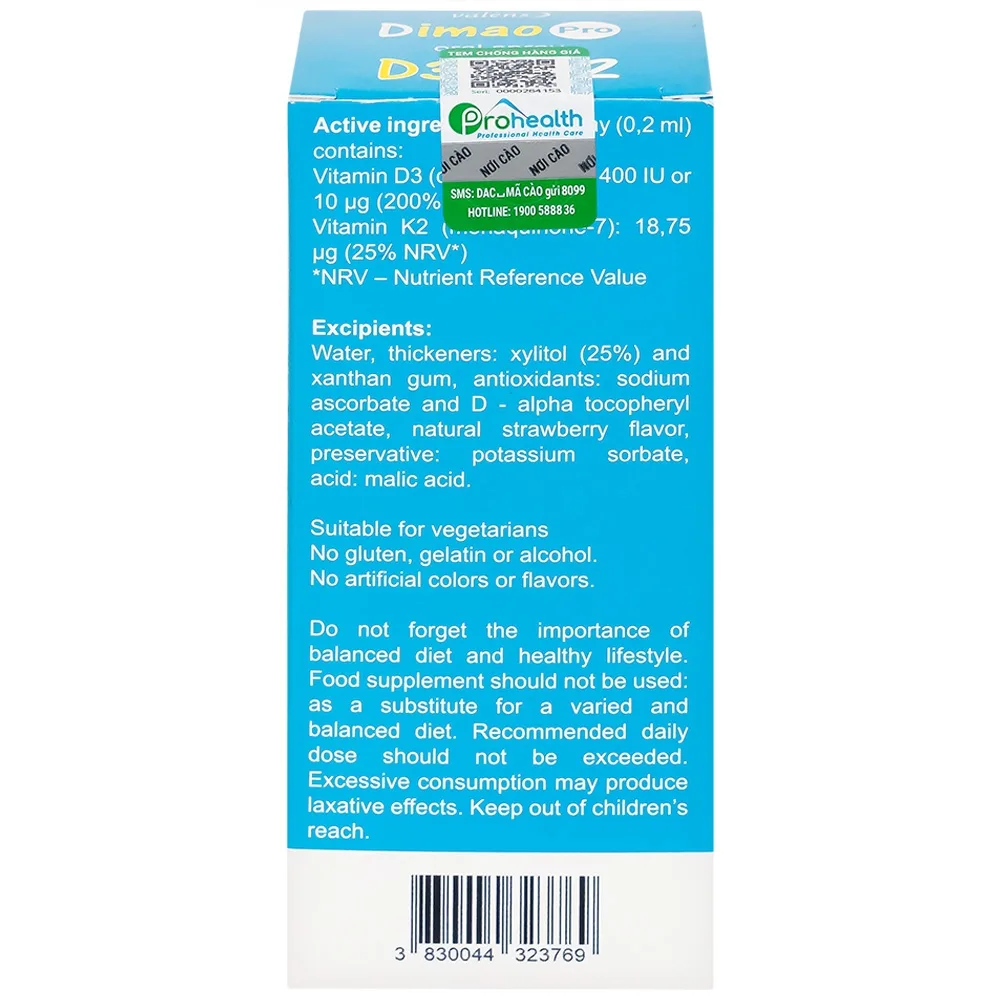 Hình ảnh Xịt họng Dimao Pro Oral Spray D3 + K2 hỗ trợ bổ sung vitamin D và vitamin K2 cho cơ thể (25ml)