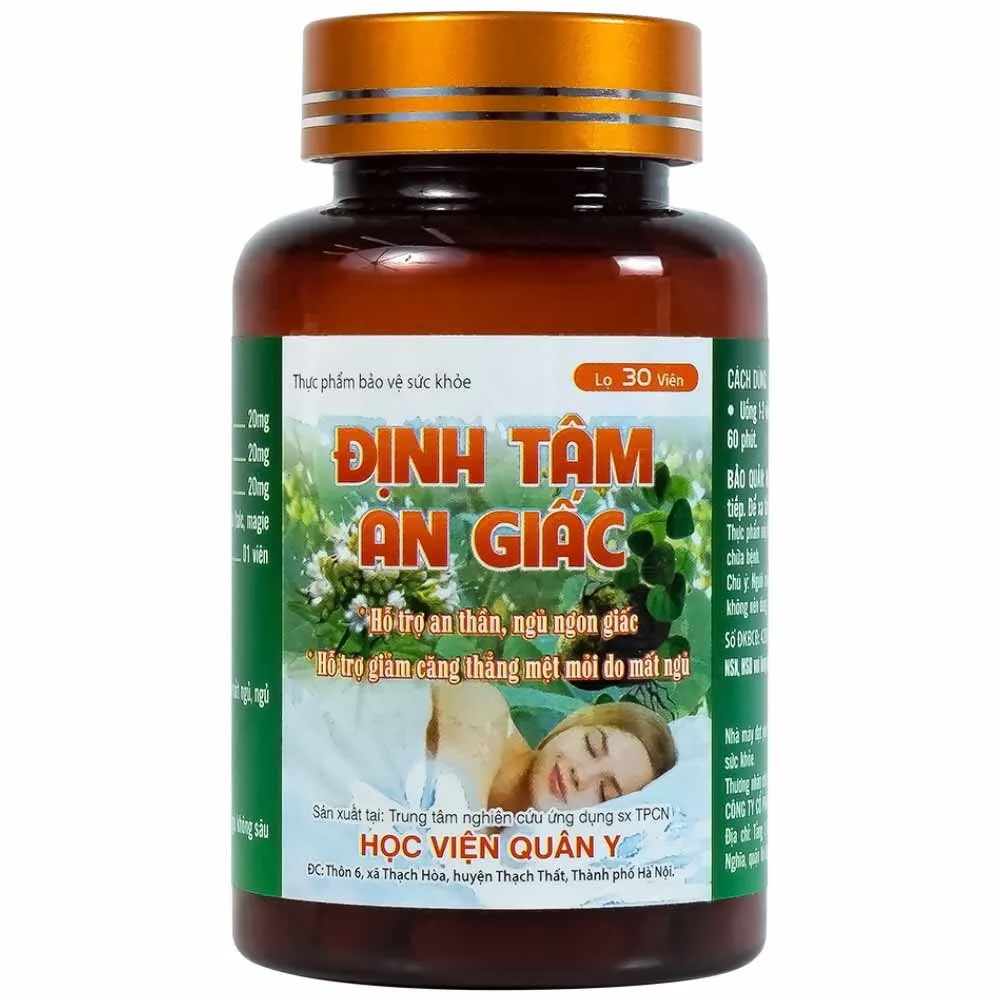 Hình ảnh Viên uống Định Tâm An Giấc HVQY hỗ trợ an thần, ngủ ngon giấc (30 viên)